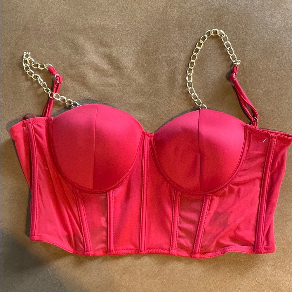Red Chain Strap Bustier
